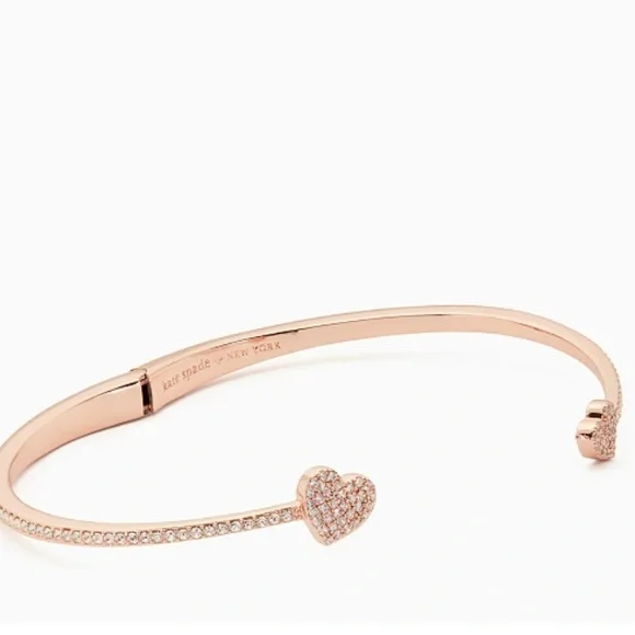 NWT! Kate Spade Yours Truly Pave Open Heart Hinge Cuff Bracelet - Picture 2 of 10